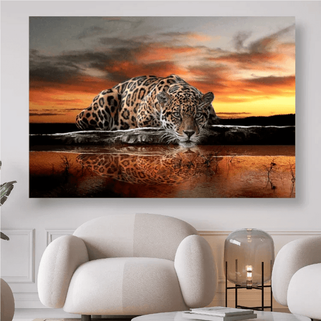 Leopard am Wasser - 5D DIY Diamond Painting - Kreativsein.shop