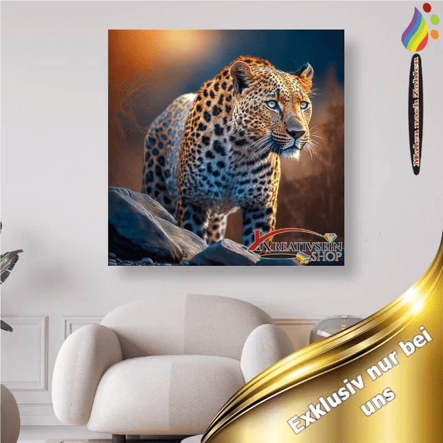 Leopard in Lauerstellung - Malen nach Zahlen - Kreativsein.shop