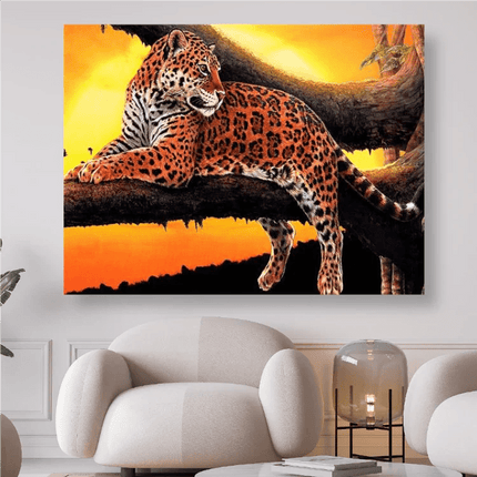 Leopard liegend auf einem Baum - 5D DIY Diamond Painting - Kreativsein.shop