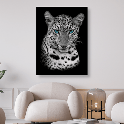 Leopard mit blauen Augen schwarz weiss - 5D DIY Diamond Painting - Kreativsein.shop