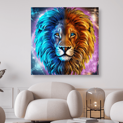 Löwe Blau Rot - 5D DIY Diamond Painting - Kreativsein.shop