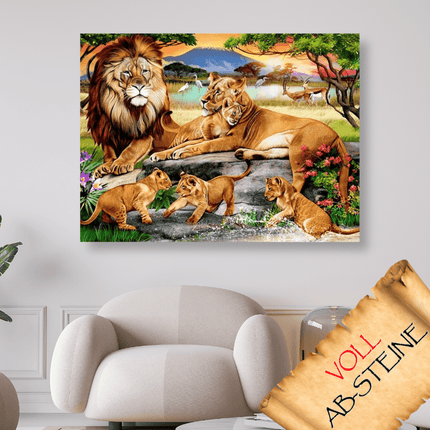 Löwen Familie - Voll AB 5D DIY Diamond Painting - Kreativsein.shop