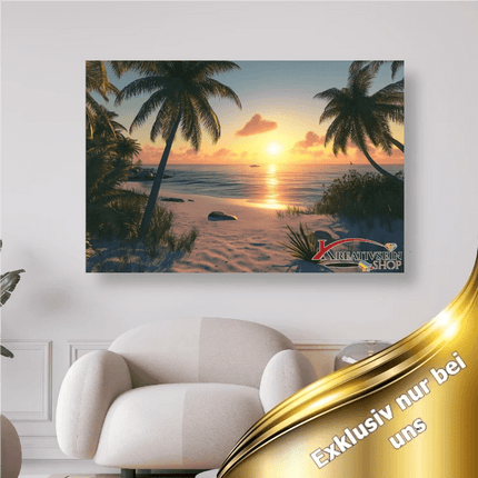 Meer, Strand, Palmen und Sonnenuntergang - 5D DIY Diamond Painting - Kreativsein.shop