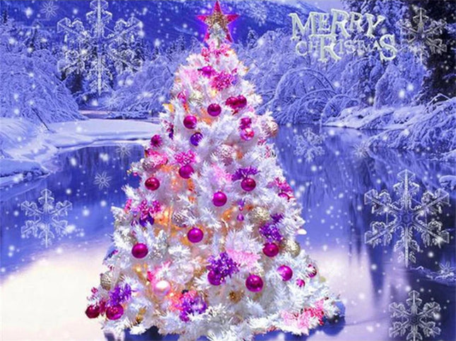 Merry Christmas Weihnachtsbaum und Eiskristalle - Voll AB 5D DIY Diamond Painting - Kreativsein.shop