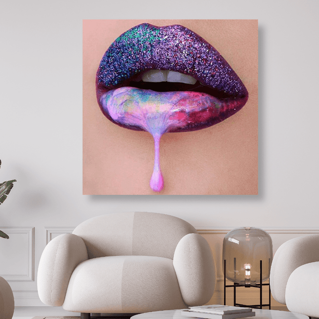 Mund mit Pink und Lila Lippen - 5D DIY Diamond Painting - Kreativsein.shop