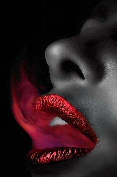 Mund mit roten Lippen und Rauch - 5D DIY Diamond Painting - Kreativsein.shop