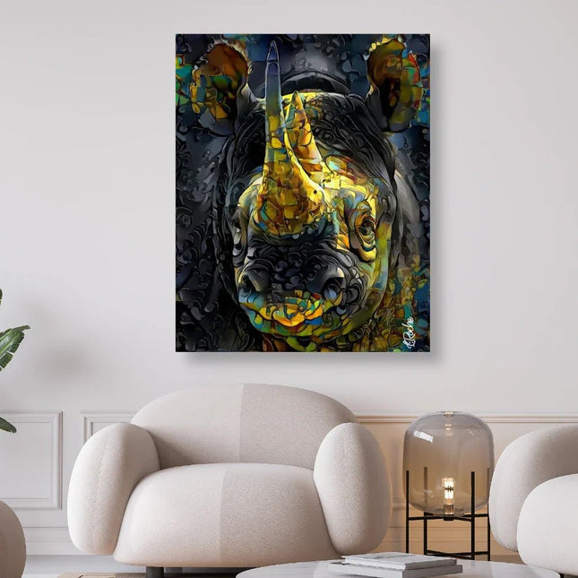 Nashorn mit goldenen Horn Abstrakt - 5D DIY Diamond Painting - Kreativsein.shop