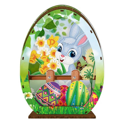 Osterhase im Osterei Aufsteller 3D mit LED - Diamond Painting - Kreativsein.shop