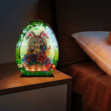 Osterhase im Osterei Aufsteller 3D mit LED - Diamond Painting - Kreativsein.shop