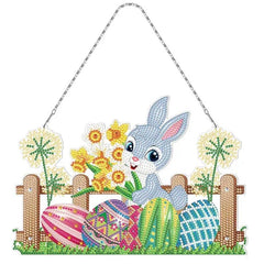 Osterhase mit Blumenstrauss Aufhänger - Diamond Painting - Kreativsein.shop