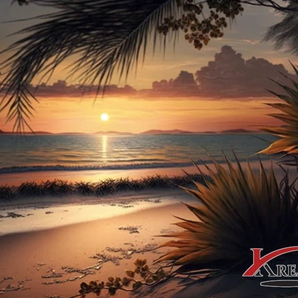 Palmen, Meer, Strand und Sonnenuntergang - 5D DIY Diamond Painting - Kreativsein.shop