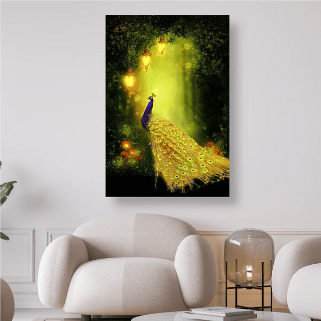 Pfau mit goldenen Federn - 5D DIY Diamond Painting - Kreativsein.shop