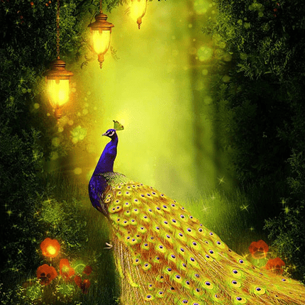 Pfau mit goldenen Federn - 5D DIY Diamond Painting - Kreativsein.shop