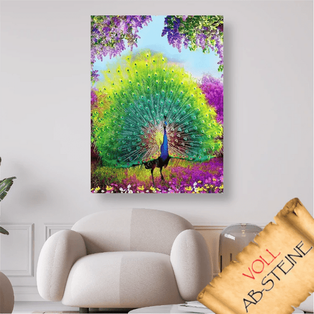 Pfau mit offenem Rad - Voll AB 5D DIY Diamond Painting - Kreativsein.shop