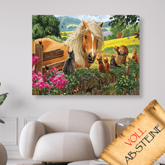 Pferd mit Katzen - Voll AB 5D DIY Diamond Painting - Kreativsein.shop