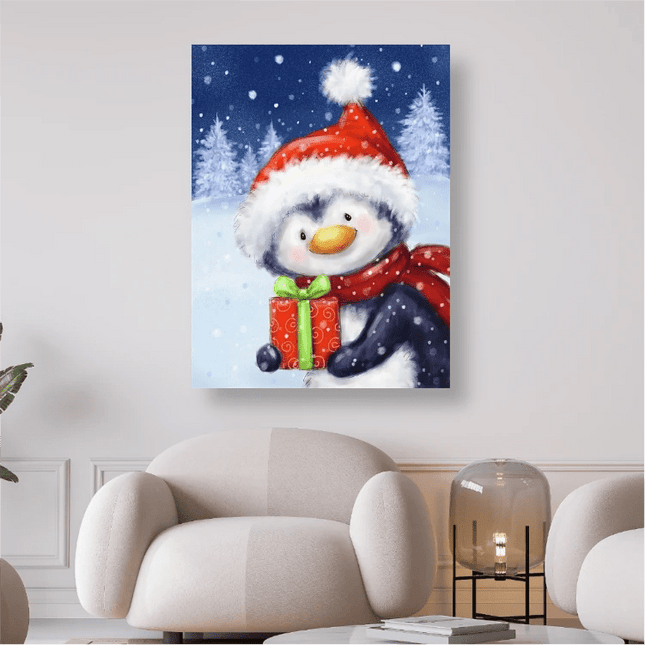 Pinguin mit Geschenk - 5D DIY Diamond Painting - Kreativsein.shop