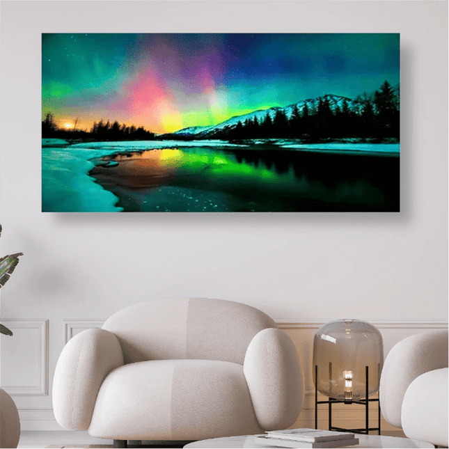 Polarlichter und Berge - 5D DIY Diamond Painting - Kreativsein.shop
