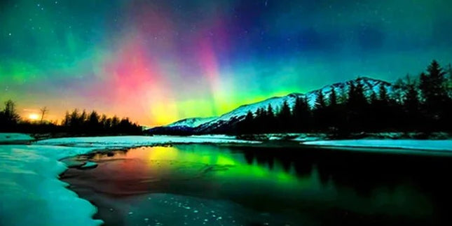Polarlichter und Berge - 5D DIY Diamond Painting - Kreativsein.shop