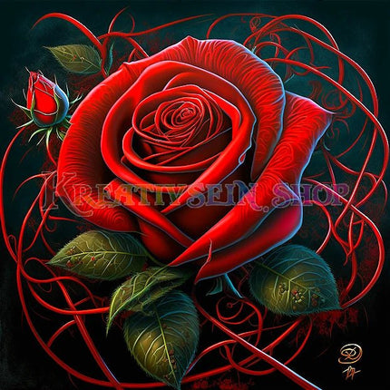 Rote Rosenblüte - 5D DIY Diamond Painting - Kreativsein.shop