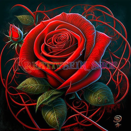 Rote Rosenblüte LA - 5D DIY Diamond Painting - Kreativsein.shop