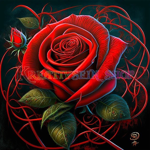 Rote Rosenblüte LA - 5D DIY Diamond Painting - Kreativsein.shop