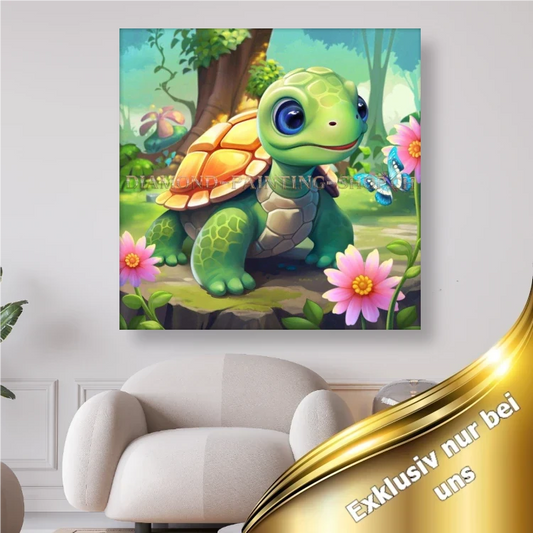 Schildkröte mit Blumen - 5D DIY Diamond Painting Shop Schweiz