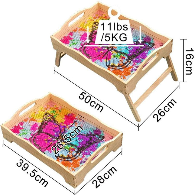 Schmetterling Esstisch Holztablett mit Griff - Diamond Painting - Kreativsein.shop