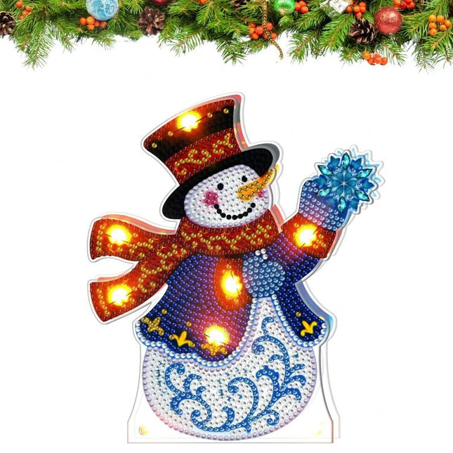 Schneemann und Schneeflocke mit LED - Diamond Painting - Kreativsein.shop