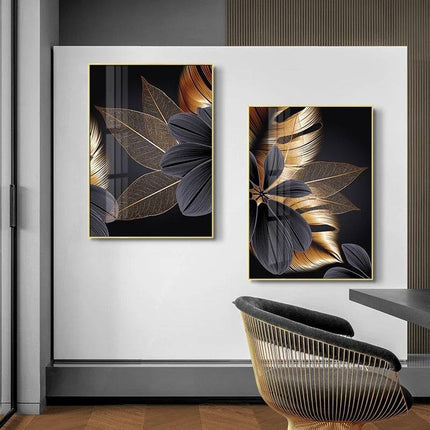 Schwarz und Gold Blätter - Diamond Painting - Kreativsein.shop