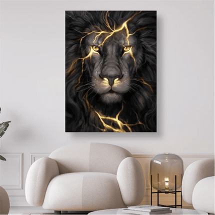 Schwarzer Löwe mit goldenen Streifen - 5D DIY Diamond Painting - Kreativsein.shop