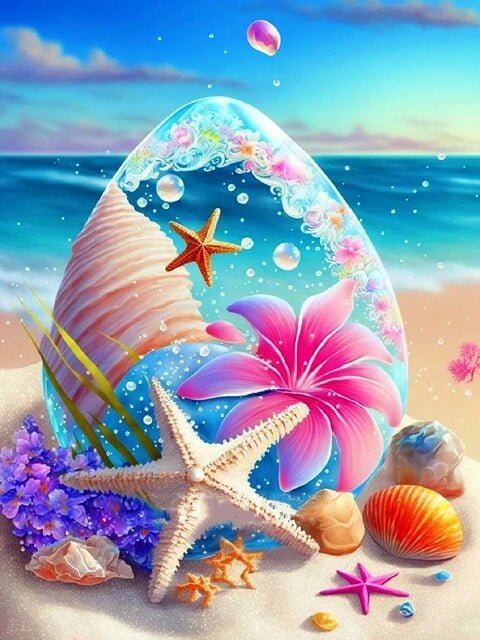 Seesterne und Muscheln am Strand - 5D DIY Diamond Painting - Kreativsein.shop