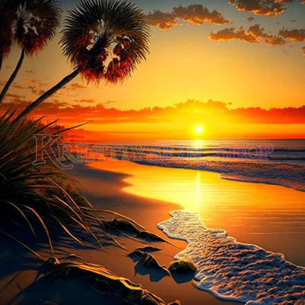 Sonnenuntergang am Meer - Malen nach Zahlen - Kreativsein.shop