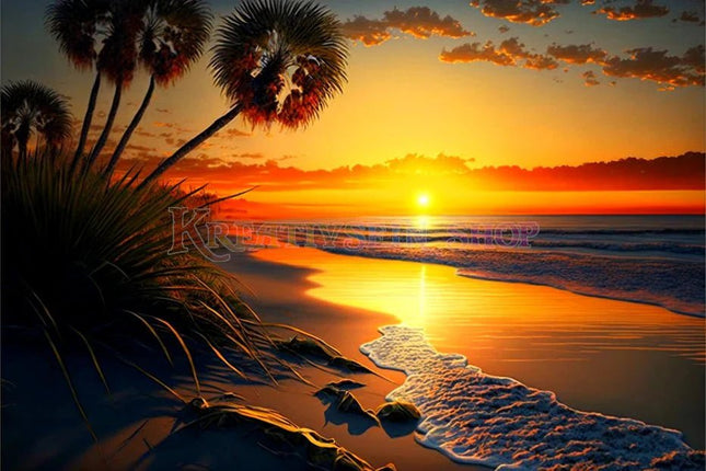 Sonnenuntergang am Meer - Malen nach Zahlen - Kreativsein.shop