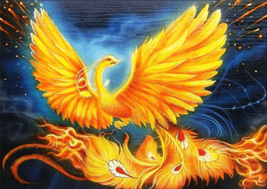 Stehender Feuervogel in Gold/Gelb Phoenix - 5D DIY Diamond Painting - Kreativsein.shop