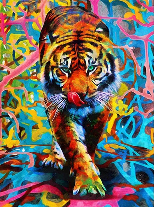 Tiger in abstrakter Umgebung - Voll AB 5D DIY Diamond Painting - Kreativsein.shop