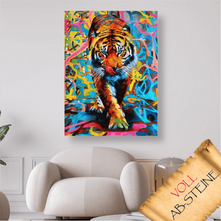 Tiger in abstrakter Umgebung - Voll AB 5D DIY Diamond Painting - Kreativsein.shop