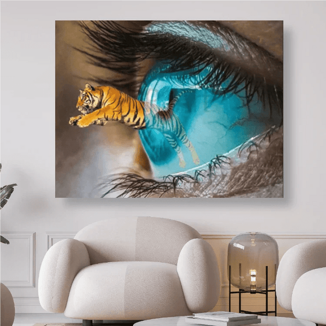 Tiger springt aus Auge - 5D DIY Diamond Painting - Kreativsein.shop