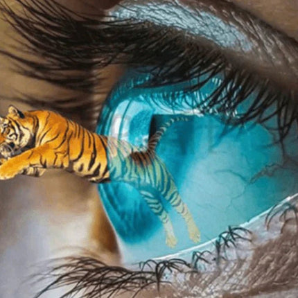 Tiger springt aus Auge - 5D DIY Diamond Painting - Kreativsein.shop