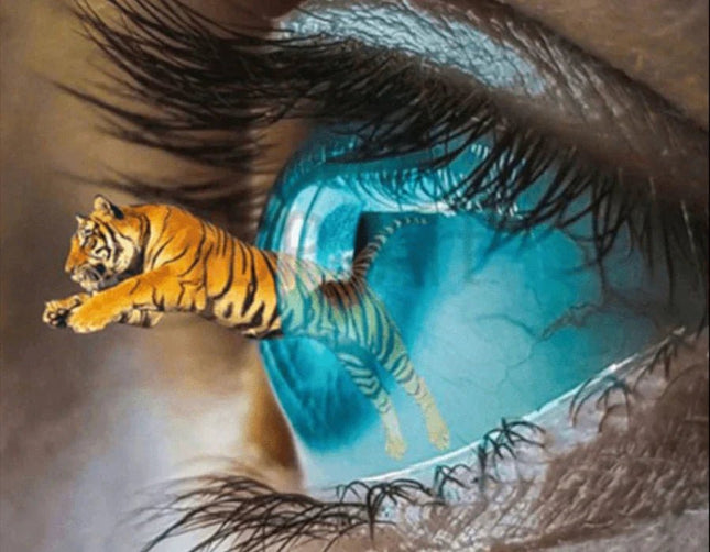 Tiger springt aus Auge - 5D DIY Diamond Painting - Kreativsein.shop