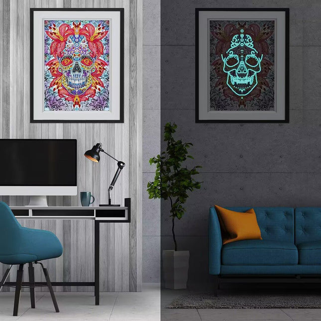 Totenkopf 1 - Glow in the Dark Diamond Painting - Kreativsein.shop