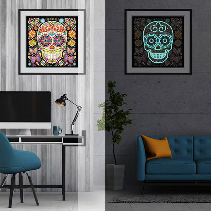 Totenkopf - Glow in the Dark Diamond Painting - Kreativsein.shop