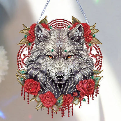 Traumfänger Wolf mit Rosen - Diamond Painting Shop Schweiz