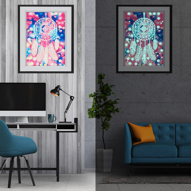 Traumfänger mit Federn - Glow in the Dark Diamond Painting - Kreativsein.shop