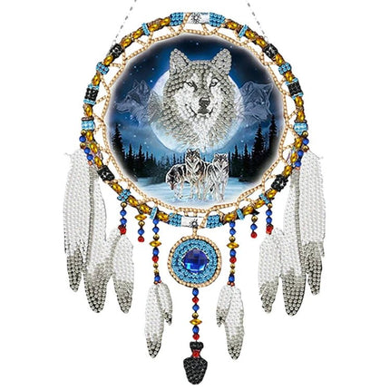 Traumfänger Wolf mit Federn - Diamond Painting - Kreativsein.shop