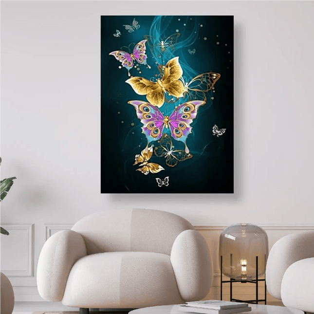 Verschiedene Schmetterlinge in Gelb und Pink - 5D DIY Diamond Painting - Kreativsein.shop