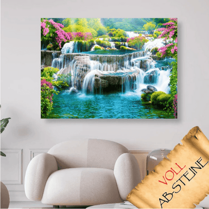 Wasserfall im grünen - Voll AB 5D DIY Diamond Painting - Kreativsein.shop