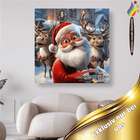Weihnachtsmann mit 2 lachenden Rentieren - Malen nach Zahlen - Kreativsein.shop