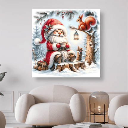 Weihnachtsmann mit Eichhörnchen - 5D DIY Diamond Painting - Kreativsein.shop