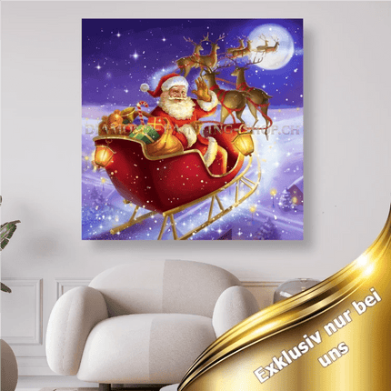 Weihnachtsmann mit Rentieren - 5D DIY Diamond Painting - Kreativsein.shop