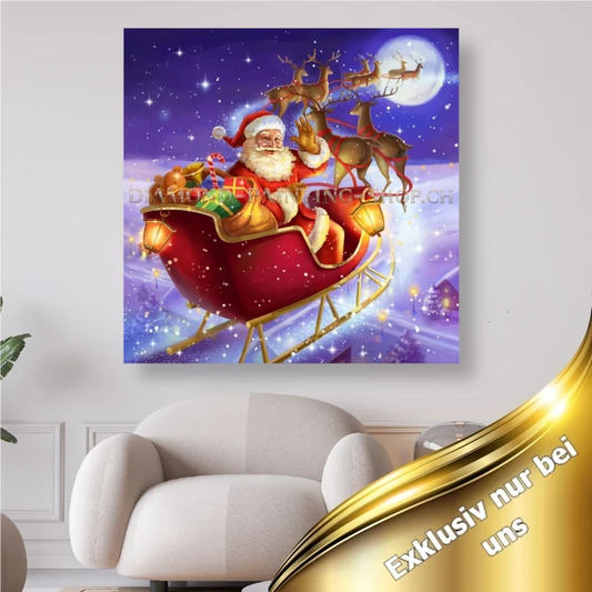 Weihnachtsmann mit Rentieren - 5D DIY Diamond Painting Shop Schweiz